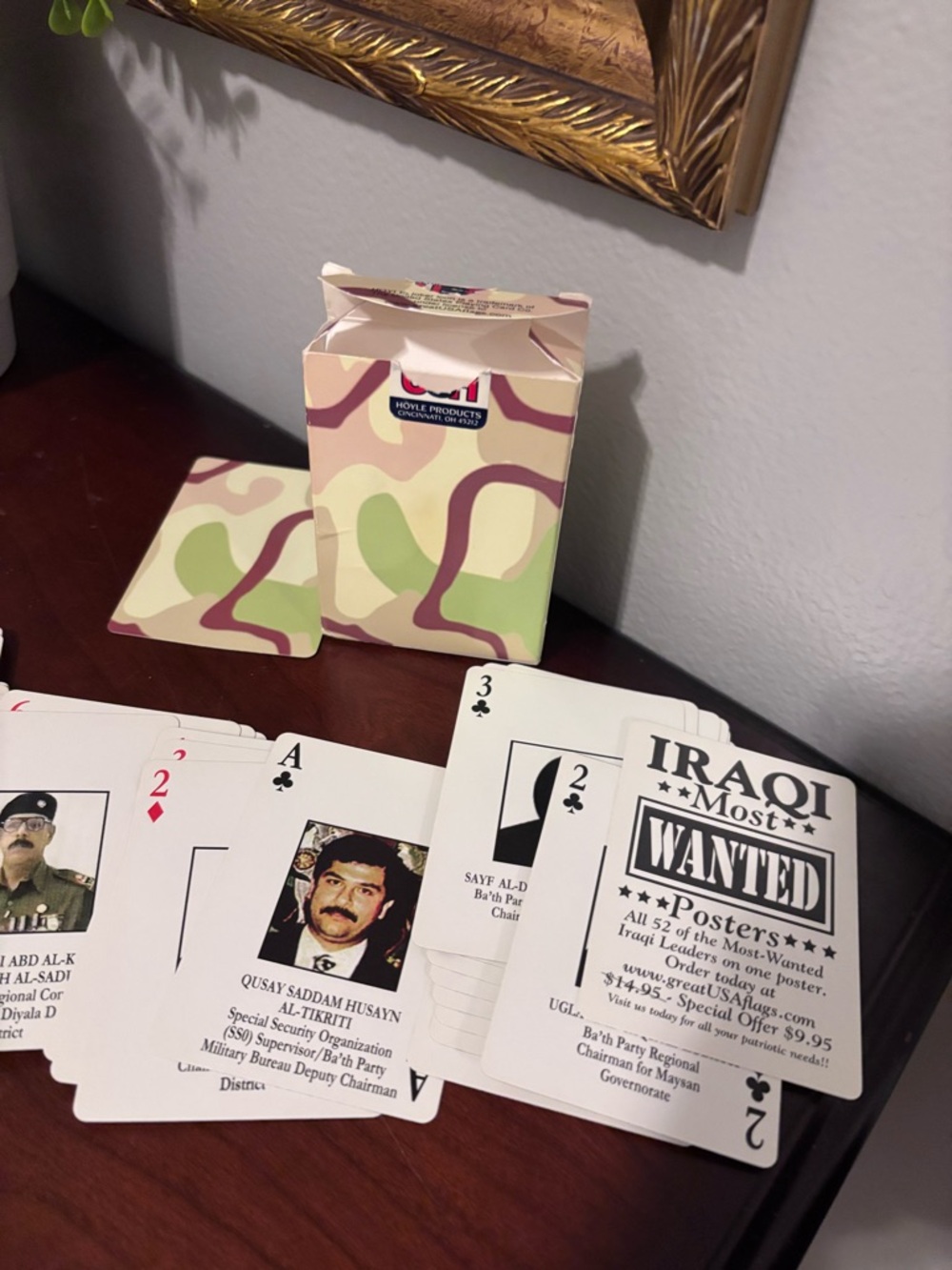 Iraq Most Wanted Themed Playing Cards in Camouflage Box